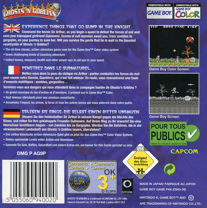 Ghosts 'n Goblins — box-2D-back (EU)