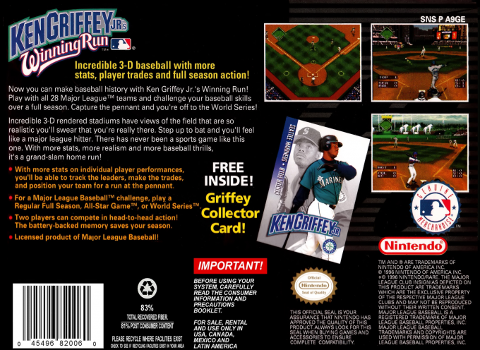 Ken Griffey Jr's Winning Run — box-2D-back (US)
