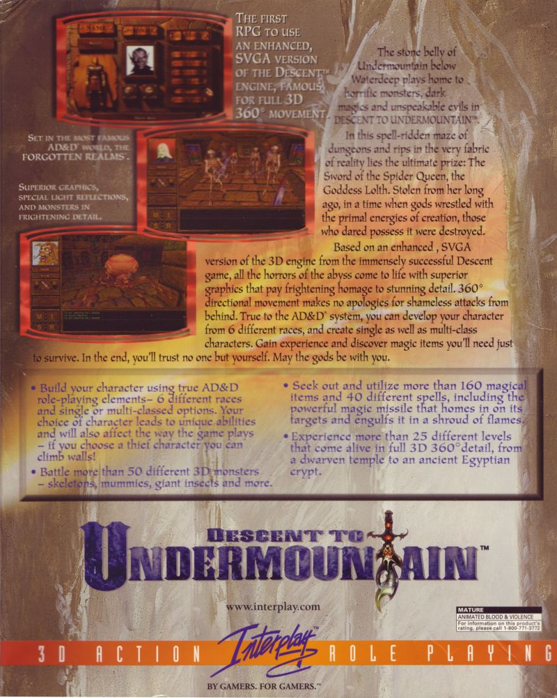 Descent To Undermountain — box-2D-back (US)