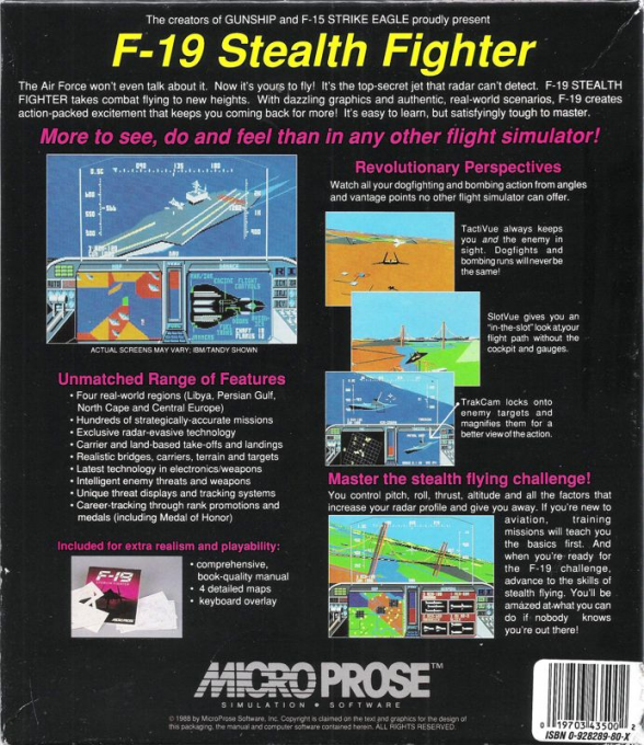F-19 Stealth Fighter — box-2D-back (US)