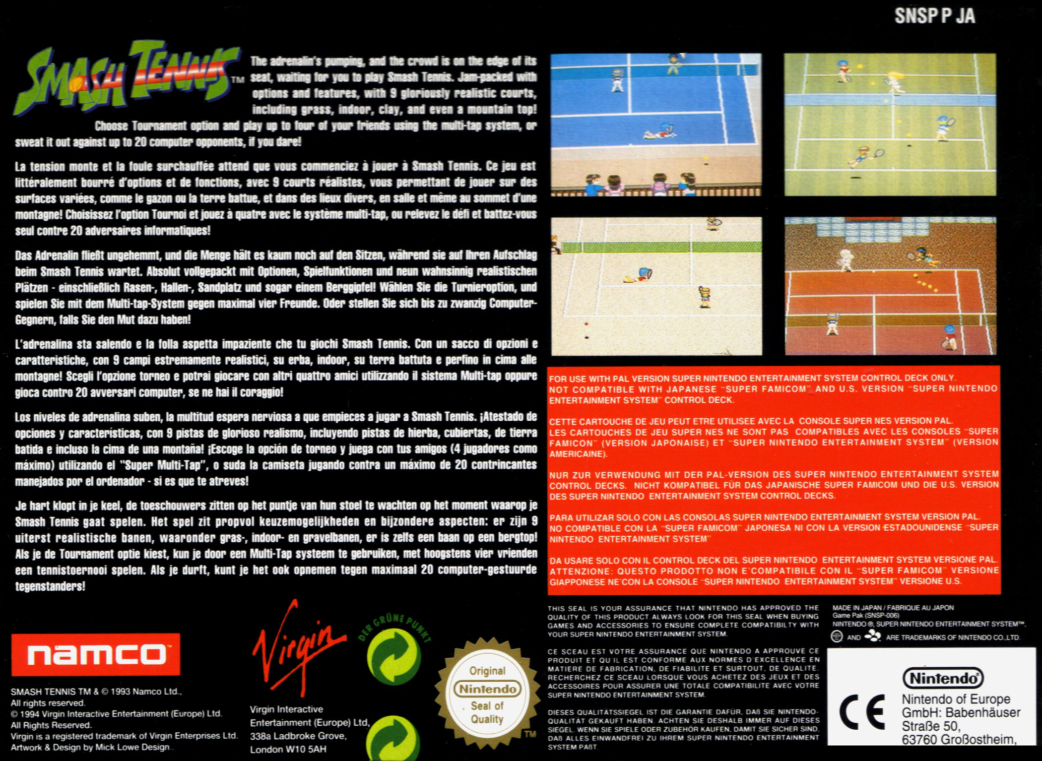 Smash Tennis — box-2D-back (EU)
