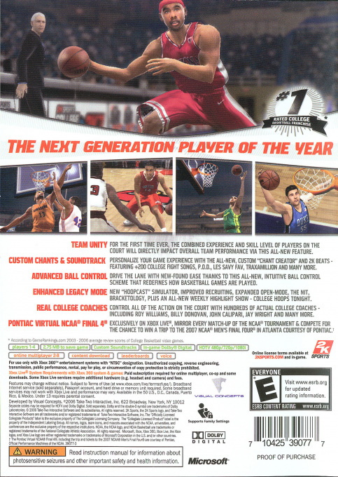 College Hoops 2K7 — box-2D-back (US)