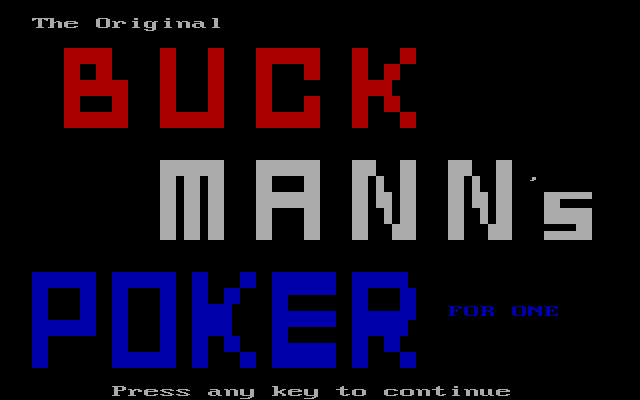 Original Buck Mann's Poker For One, The — sstitle (WOR)