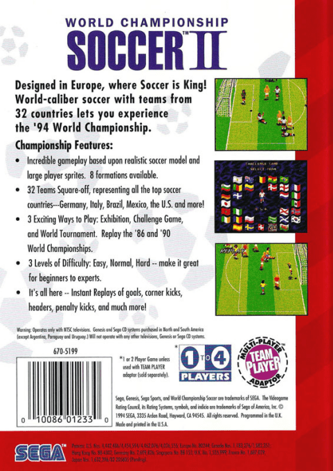World Championship Soccer 2 — box-2D-back (US)