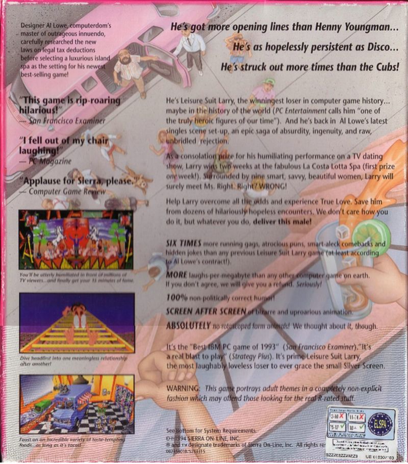 Leisure Suit Larry 6: Shape Up or Slip Out! — box-2D-back (WOR)