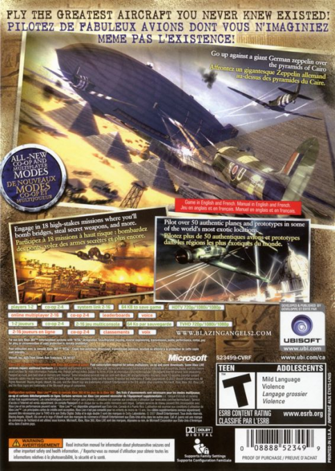 Blazing Angels 2 - Secret Missions of WWII — box-2D-back (CA)