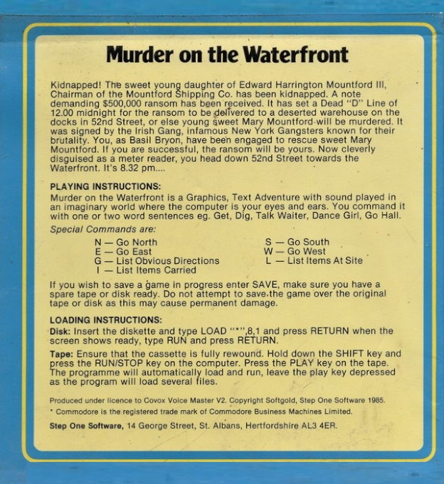 Murder on the Waterfront — box-2D-back (EU)