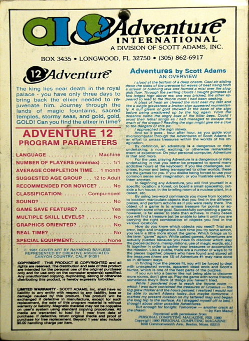 The Golden Voyage — box-2D-back (WOR)