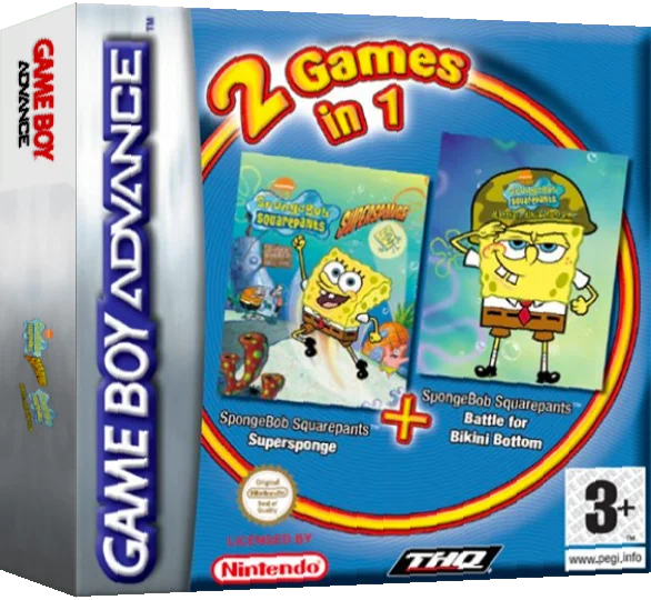 2 Games in 1 - SpongeBob SquarePants - SuperSponge + SpongeBob SquarePants - Battle for Bikini Bottom — box-3D (EU)