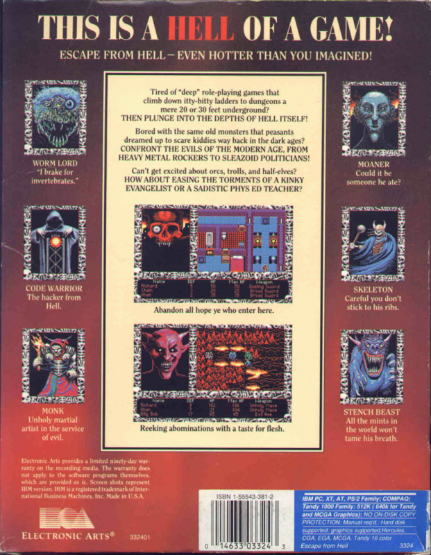 Escape From Hell — box-2D-back (US)