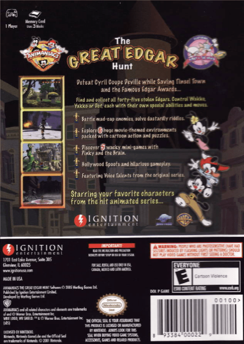 Animaniacs - The Great Edgar Hunt — box-2D-back (US)