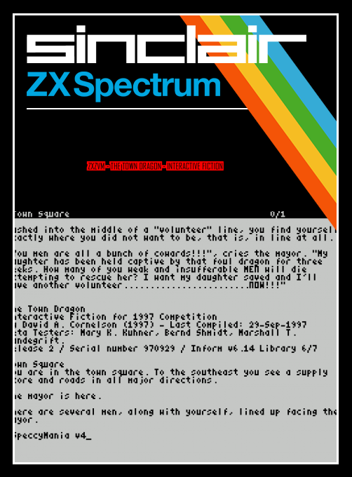 ZxZvm - The Town Dragon - Interactive Fiction box art