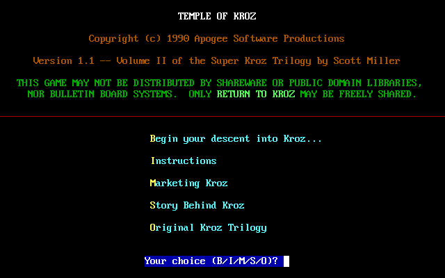 Temple of Kroz — sstitle (WOR)