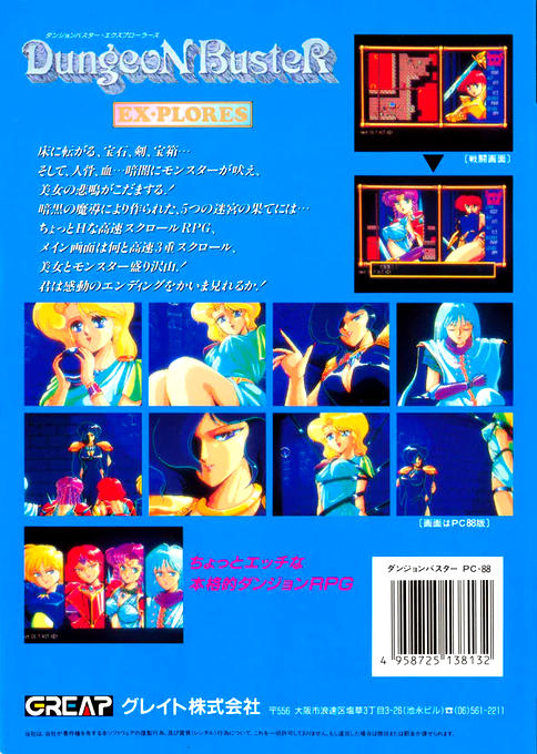 Dungeon Buster — box-2D-back (JP)