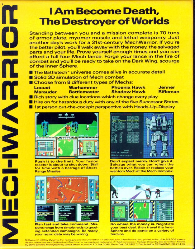 MechWarrior — box-2D-back (US)