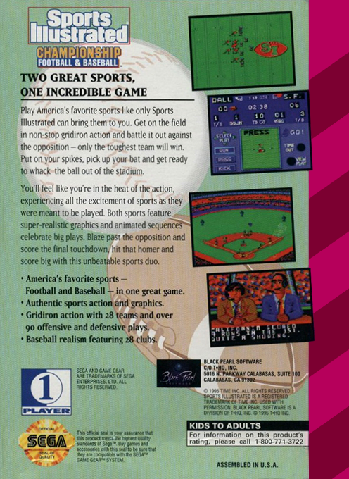 Sports Illustrated Championship Football And Baseball — box-2D-back (US)