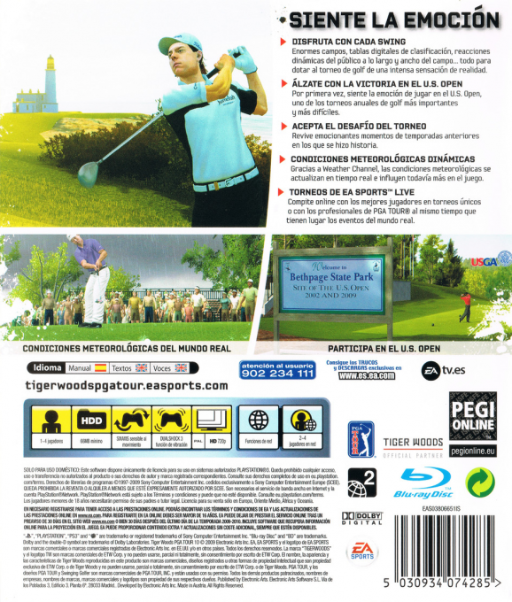 Tiger Woods PGA Tour 10 — box-2D-back (SP)
