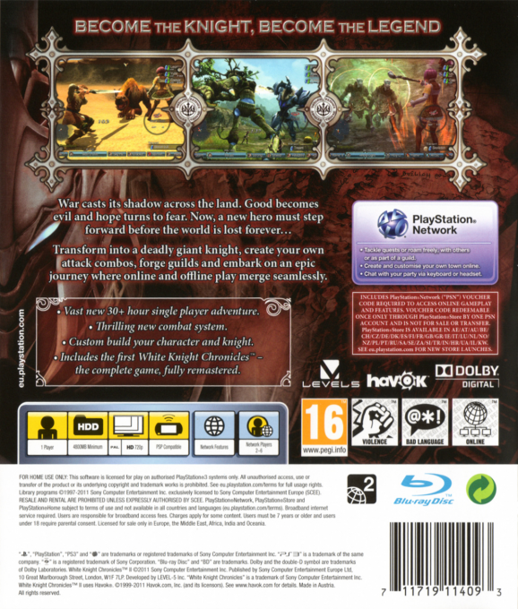 White Knight Chronicles II — box-2D-back (EU)