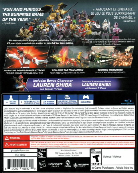 Saban's Power Rangers - Battle for the Grid — box-2D-back (US)
