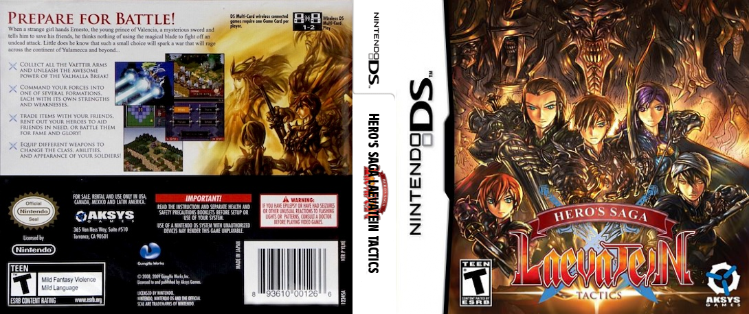 Hero's Saga - Laevatein Tactics — box-texture (US)