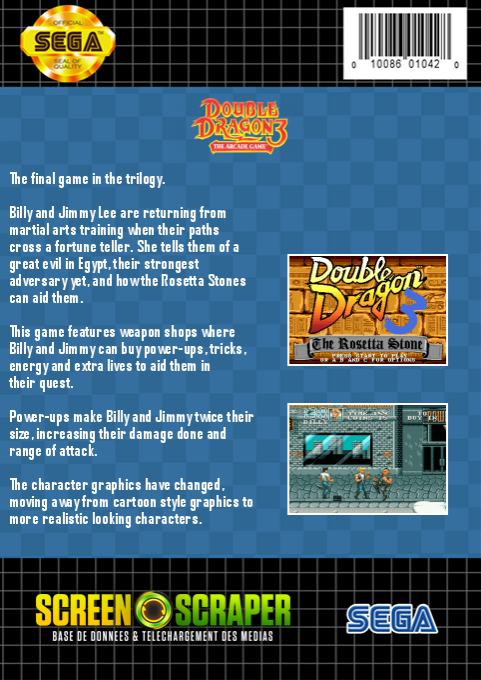 Double Dragon 3 - The Arcade Game — box-2D-back (SS)