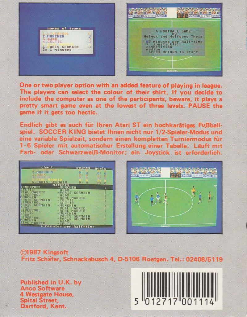 Soccer King — box-2D-back (DE)
