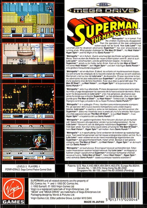 Superman - The Man Of Steel — box-2D-back (EU)