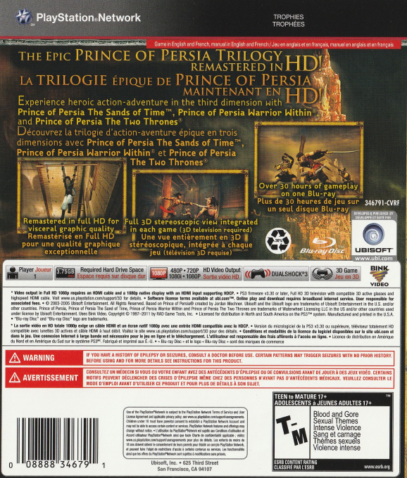 Prince of Persia Trilogy — box-2D-back (CA)