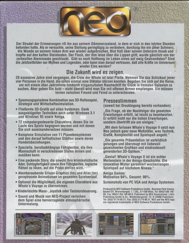 Whale's Voyage 2 - Die Übermacht — box-2D-back (EU)