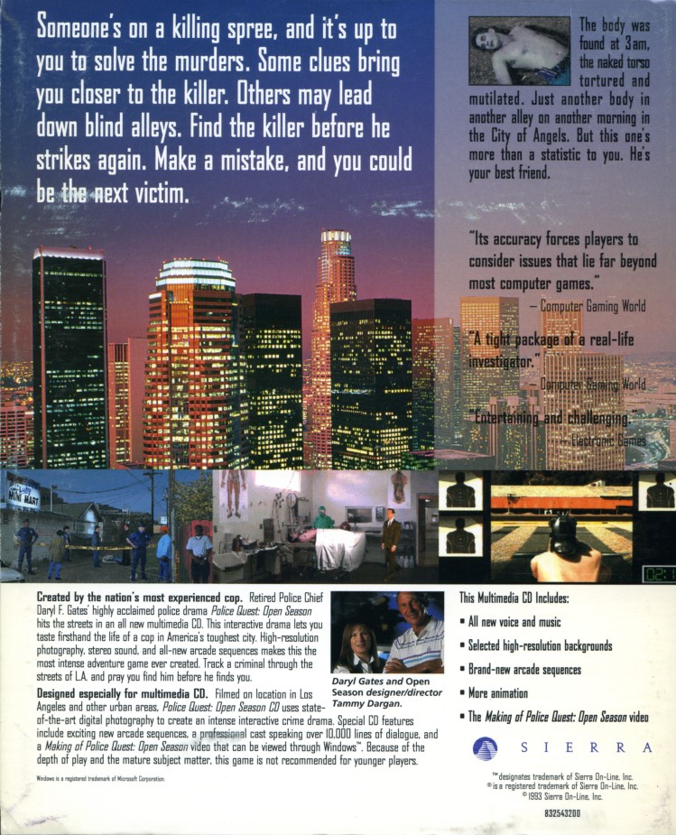 Police Quest IV: Open Season — box-2D-back (WOR)