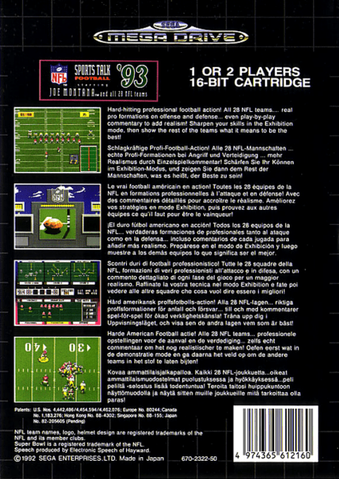 Nfl Sports Talk Football '93 Starring Joe Montana — box-2D-back (EU)