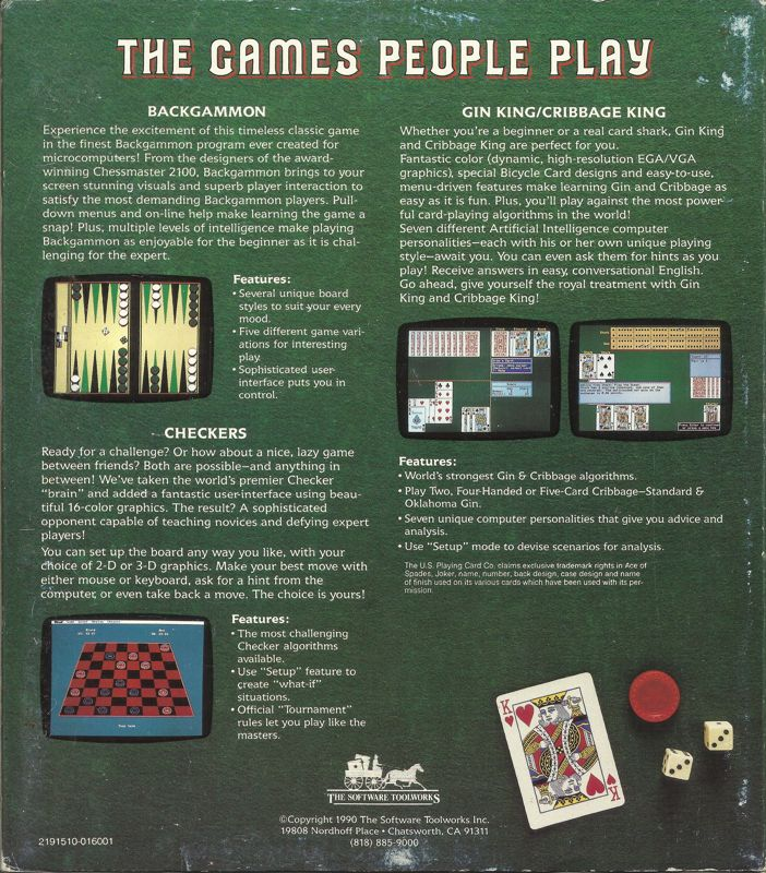 Games People Play, The - Gin, Cribbage, Checkers, Backgammon — box-2D-back (US)