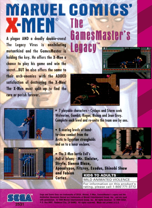 X-men - Gamemaster's Legacy — box-2D-back (US)