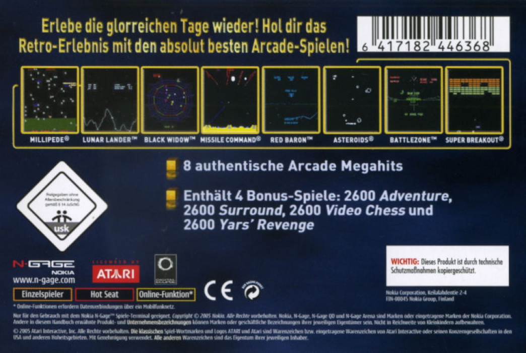 Atari Masterpieces Vol. I — box-2D-back (DE)