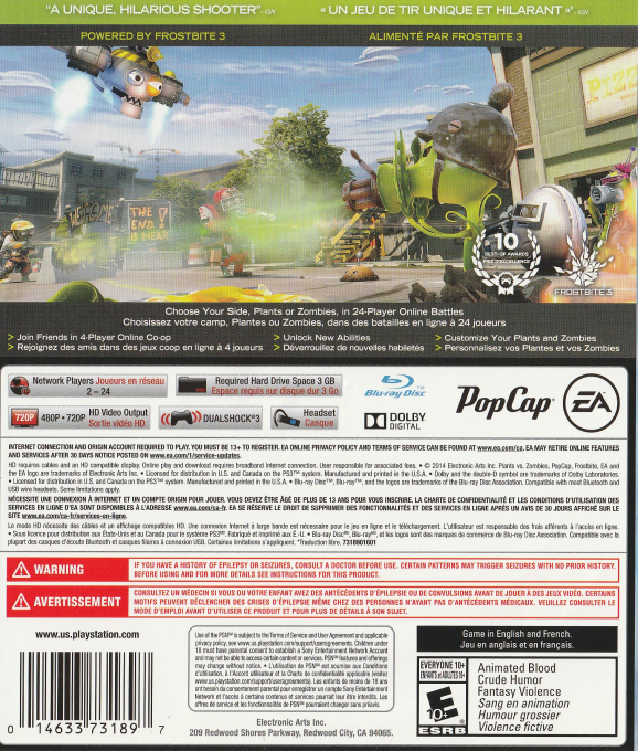 Plants vs. Zombies - Garden Warfare — box-2D-back (CA)