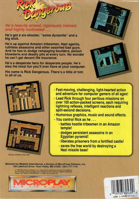 Rick Dangerous — box-2D-back (US)